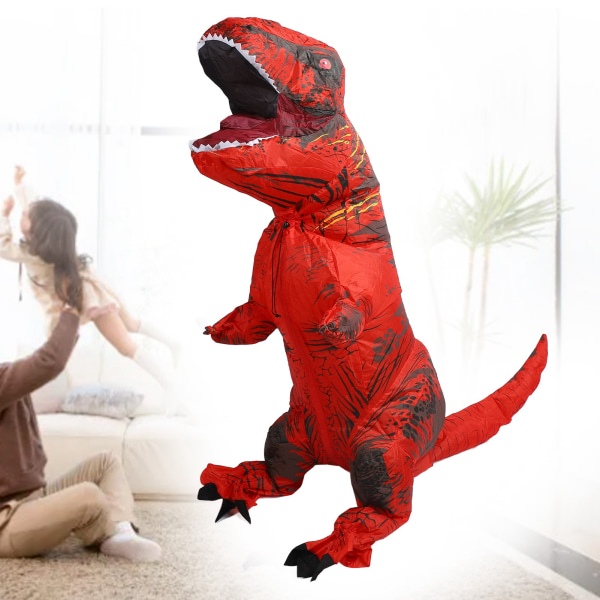 Dinosauriedräkt T Rex Uppblåsbar Dinosauriedräkt för Halloween Cosplay Fest Jul Red 120‑140cm