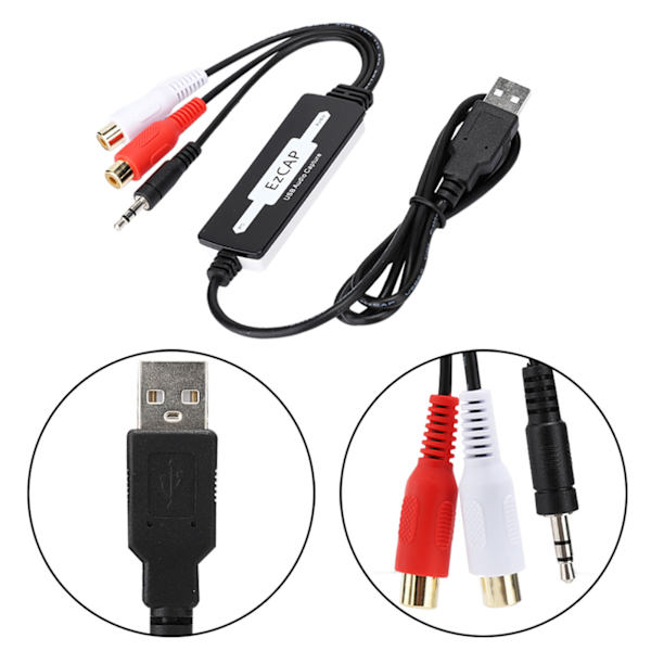 USB-äänikortti, korkealaatuinen stereohankinta, 3,5 mm:n ääniliitännällä