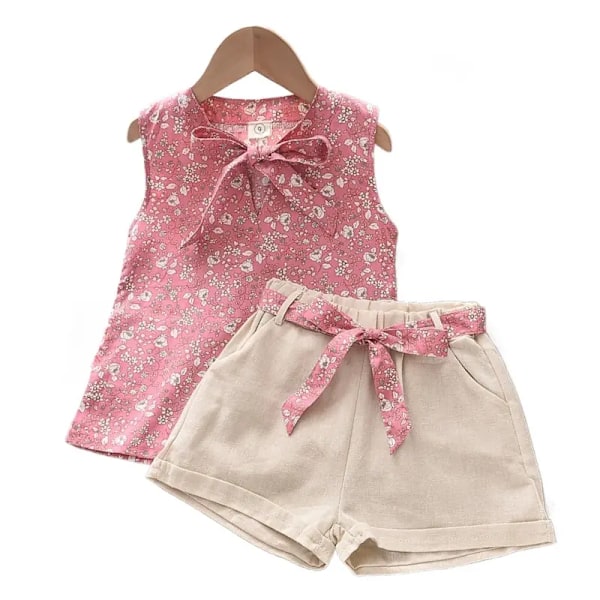 Nyt Sommer Baby Pige Tøj Børn Ærmeløs Vest Shorts 2 stk./sæt Småbørns Tøj Spædbarns Mode Kostume Børne Træningsdragter 80cm