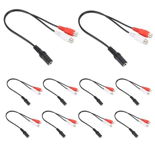 10 stk. 3,5 mm hun til dobbelt RCA hun lydkabel til tablet-pc-computer