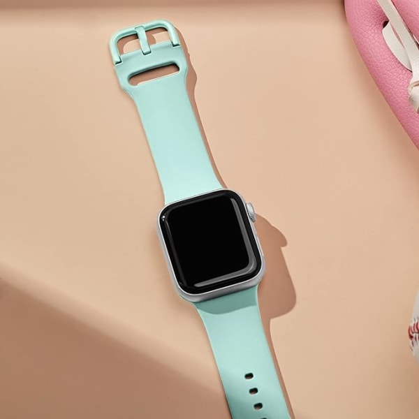 Apple Watch-rem, blød silikone sportsarmbånd, udskiftningsrem, egnet til hele Iwatch-serien (Mintgrøn 42/44/45mm)