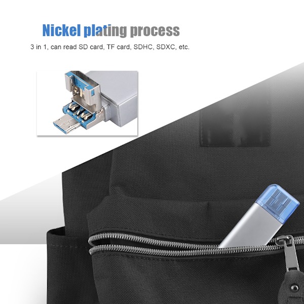 3-in-1 USB3.0 Type-C SD OTG SD TF -kortinlukija, tukee USB3.0 USB2.0 USB1.1