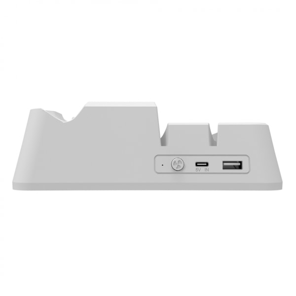 PS5 Tilbehør Kjølestativ med Headset Holder og AC Adapter, for PS5 Disc & Digital Editions Dual Controllers Lader, Hvit