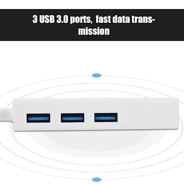 USB 3.0 HUB Typ C till RJ45 Ethernet 3 portars USB-adapter