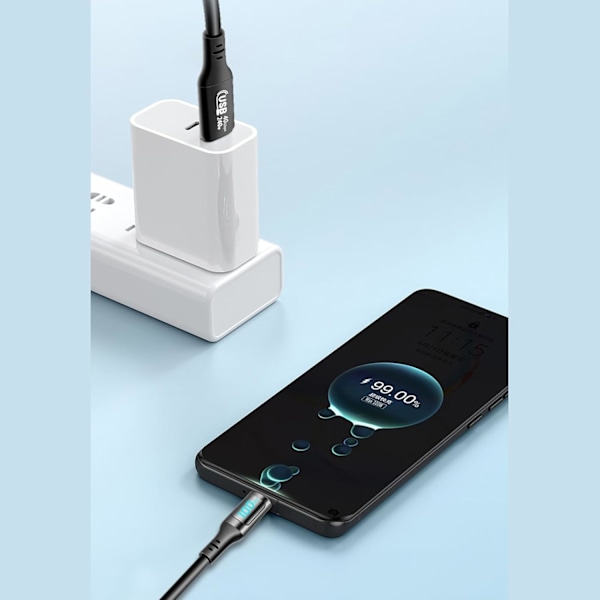 USB C till USB C-kabel 5A PD240W LED-displaykabel Snabbladdning Typ C-telefonladdare Sladd 40 Gbps Datakabel Snabbladdning 1M
