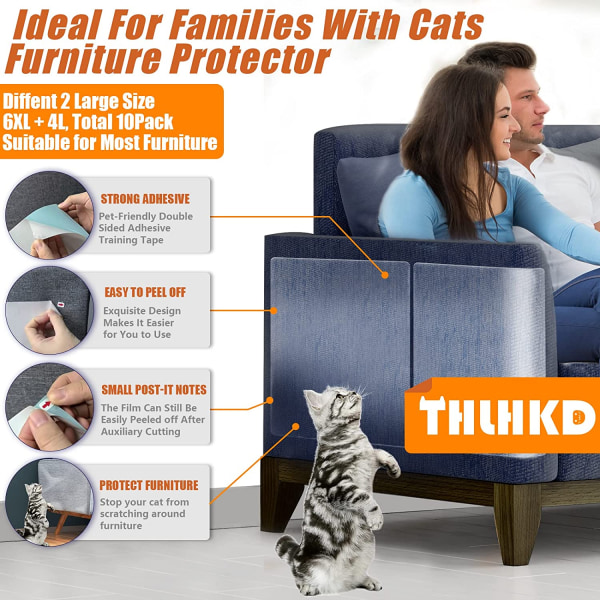 10-pakning med katteskrapeavsdeterrent-teip, katteskremmende for møbler, kattesofabeskytter, katteskrapeunderlag, kattetreningsteip, beskytter for sofa