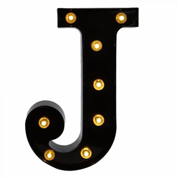 Qinwei LED-bogstavlys Nyt design Lys op sorte bogstaver til begivenheder Bryllupsfest Fødselsdag Hjem Bar DIY-dekoration (bogstav J)
