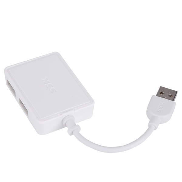 SSK Bärbar höghastighets 4-portars USB 2.0 Hub Splitter Adapter för PC Dator Laptop (Vit)
