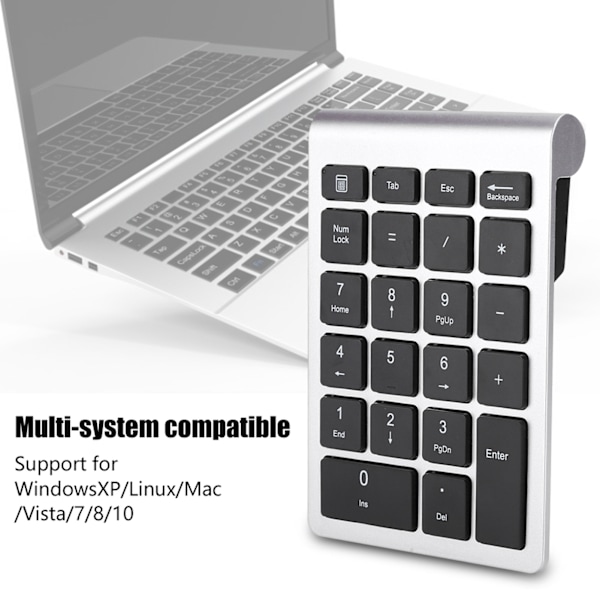 RF304 22-tasters numerisk tastatur USB 2.4G trådløst mini tastatur med mottaker sølv svart