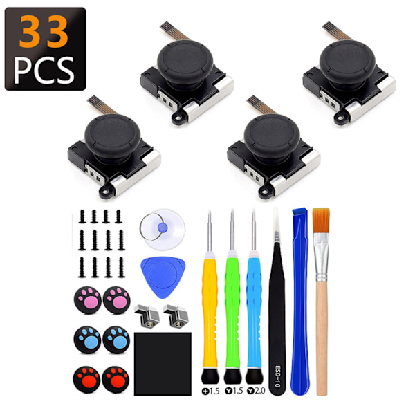 33 i 1 för Joycon Controller Reparationssats för Switch Joycon Joystick Ersättning Reparationsverktygssats