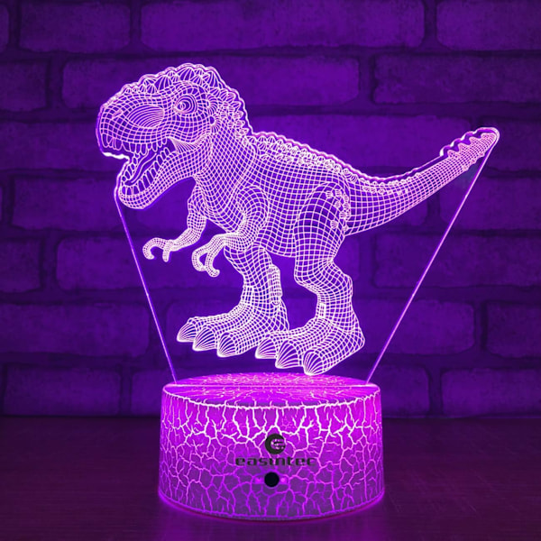 Dinosaur Leke 3D Nattlys med Fjernkontroll & Smart Berøring 7 Farger + 16 Farger Skiftende Dimbar TRex Leke 1 2 3 4 5 6 7 8 År Gammel Gutt eller Jente Gave