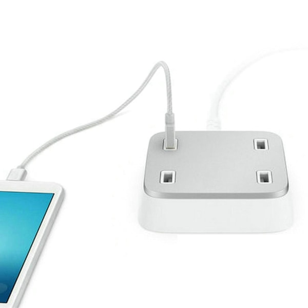 XBX07A 4-porters USB Hjemme AC Vegglader 4 USB 5A Lader Hvit