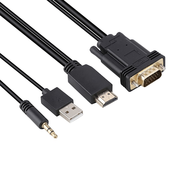 HDMI AM til VGA HDMI-konverteradapterkabel for datamaskin/DVD/digital dekoder