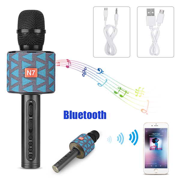 Echo Sound Effect Karaoke Bluetooth Mikrofon 4-timmars Sång Trådlös Karaoke Mikrofon -Blå