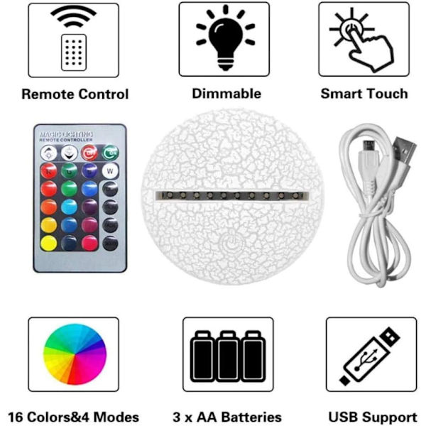 Polismotorscykelformad 3D LED-nattlampa USB-lampa Dekoration Sovrumslampa 16 Färgbyte USB-bas Pojkens leksakspresent Fjärrkontroll