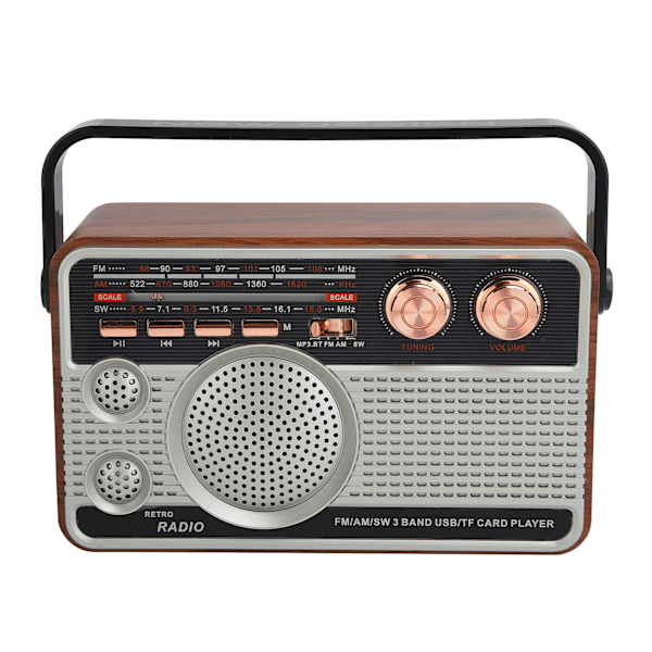 FM/AM/SW-radio, kannettava Bluetooth-kaiutin, ladattava USB-kaiutin U-levylle/muistikortille