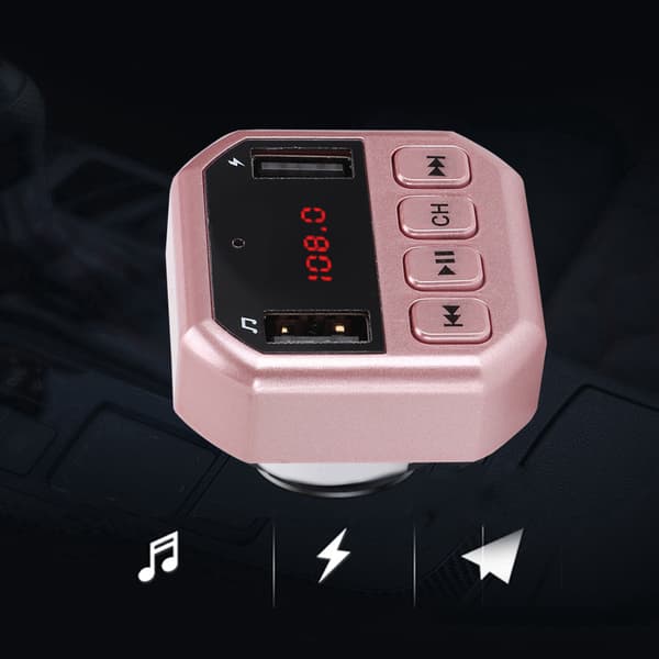 Bil Bluetooth Trådløs MP3 HD-spiller FM-sender Modulator Med Egen Lader(Rosa)