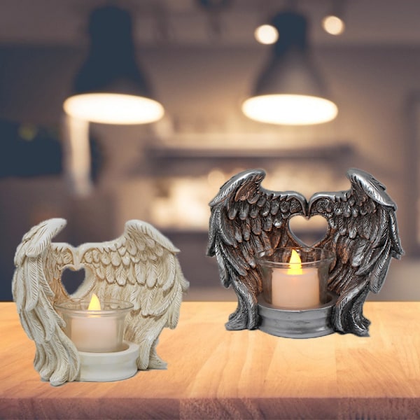 Enkeli siivet Tealight kynttilänjalat, rukous kynttilänjalka muisto lahjat enkeli siivet koti sisustus