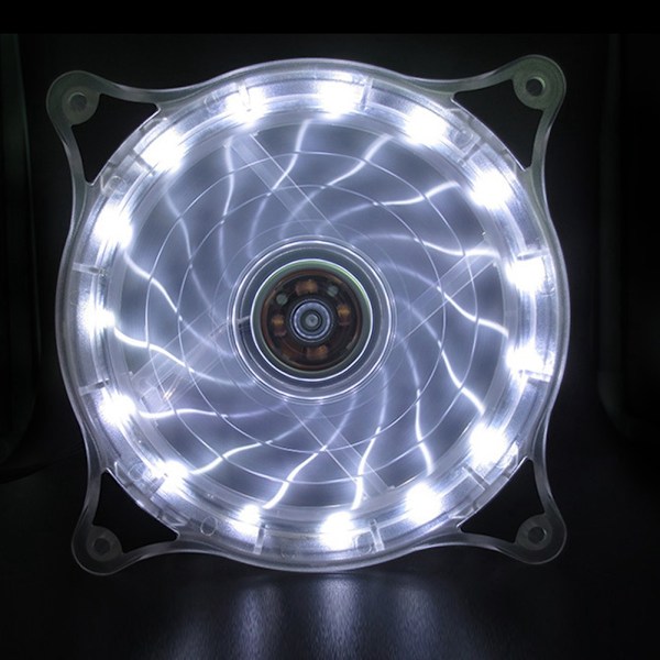 FAN-L17 Mini 120mm LED Halo Tyst Kylfläkt Dator Kylare Radiator Vit