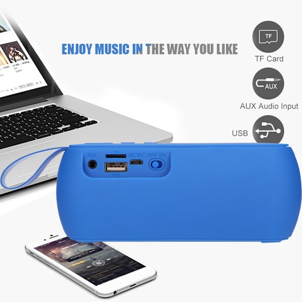Trådlös Bluetooth-högtalare utomhus bärbar subwoofer stöd handsfree-samtal TF-kort FM-radio
