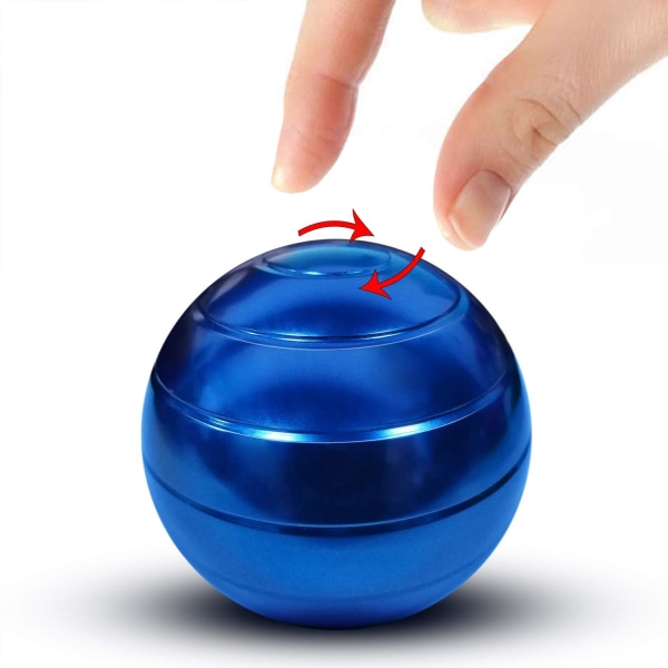 Kinetiske skrivebordsleker, Optisk illusjon Fidget Spinner Ball i hele kroppen, gaver til menn, kvinner, barn størrelse 1,58", blå