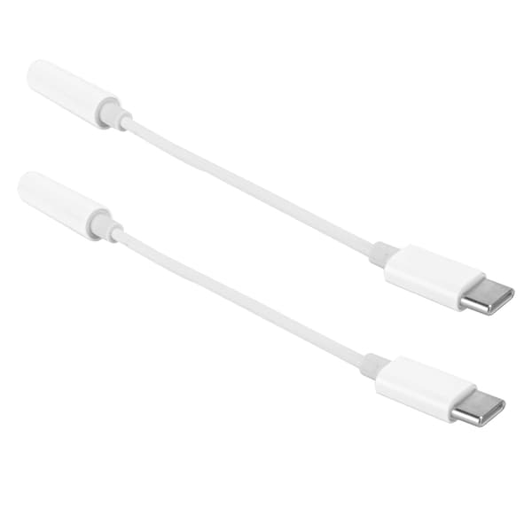 2PCS USB C til 3,5 mm øretelefonhullkonverter lydadapterkabel for Pixel/Samsung GalaxyWhite