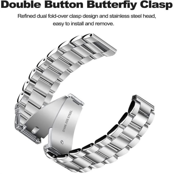 Yhteensopiva Samsung Galaxy Watch 4/5 40mm 44mm ruostumattomasta teräksestä valmistettu metalliranneke miehille ja naisille
