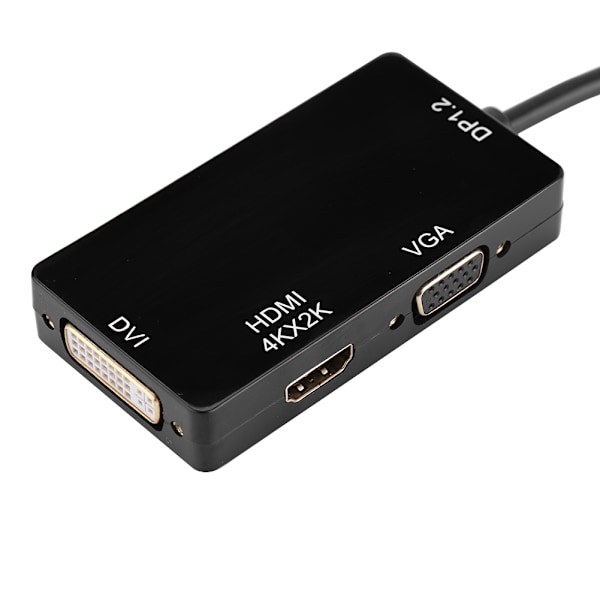3 i 1 4K×2K bærbar Mini Display Port / Thunderbolt til HDMI VGA DVI Adapter Converter Svart