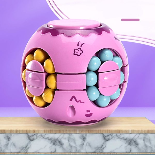 2 in1 Pyörivä Fidget Spinner Magic Bean Infinity Cube Stress relief pallo Aikuiset Lapset Unisex-Lapset Opettavat palapelikuutiolelut (vaaleanpunainen)