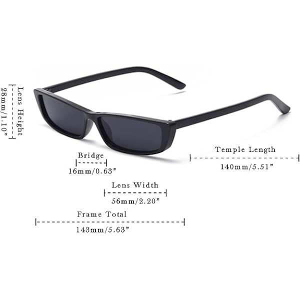 Rektangulära Små Solglasögon Mode Designer Fyrkantiga Shades för kvinnor Black Frame, Black