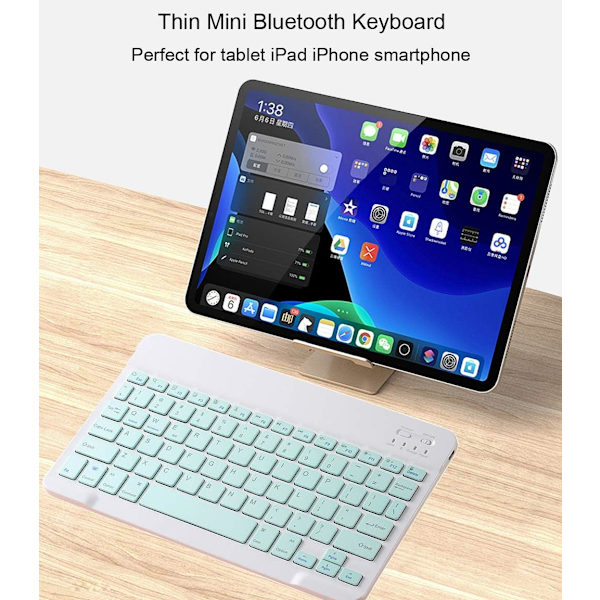 Ultra-tynn Bluetooth-tastatur, bærbar, oppladbar, trådløs, kompakt for Android Windows Tablet Mobiltelefon iOS iPhone iPad