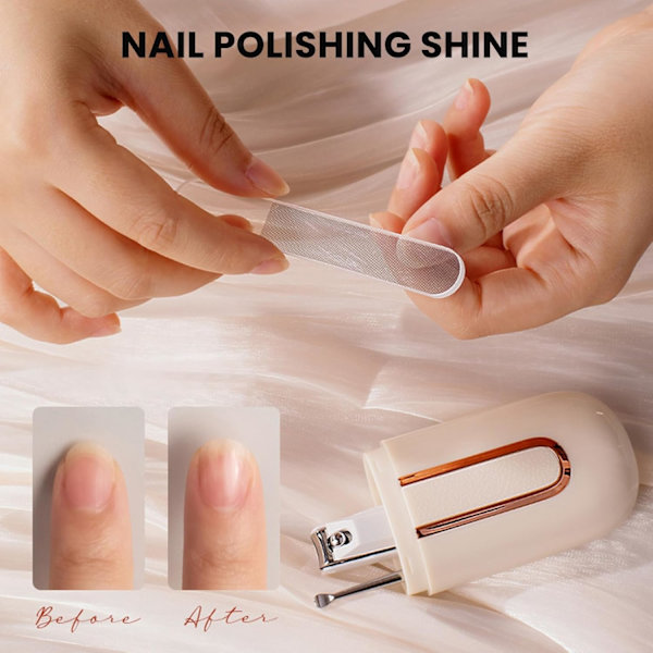 Nagelklippare med Uppsamlare, Nagelfil och Öronrengörare 3-delad Set Personliga Skötselverktyg med Bärbar Reseväska Manikyr Pedikyr Verktyg Grooming