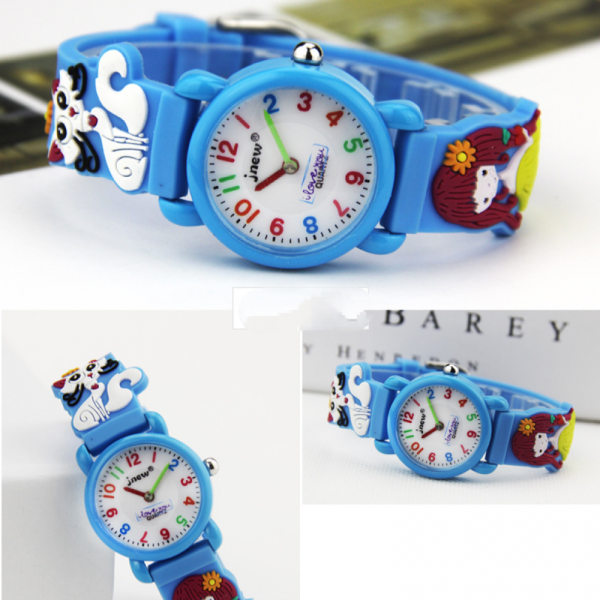 Kids Cartoon Blue Watch Waterproof with Cute Girls and Cat Prints Watch for 2-12 Years Old Girls & Boys, Best Gift for Kids