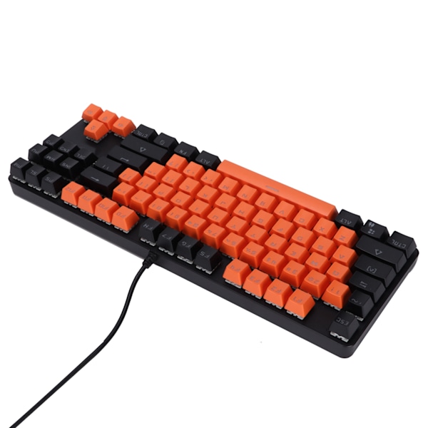 Mekanisk Gaming Tastatur 87 Nøgler 9 Baggrundslys Tilstande Kablet USB Baggrundsbelyst Tastatur til PC-Gamere Orange Sort