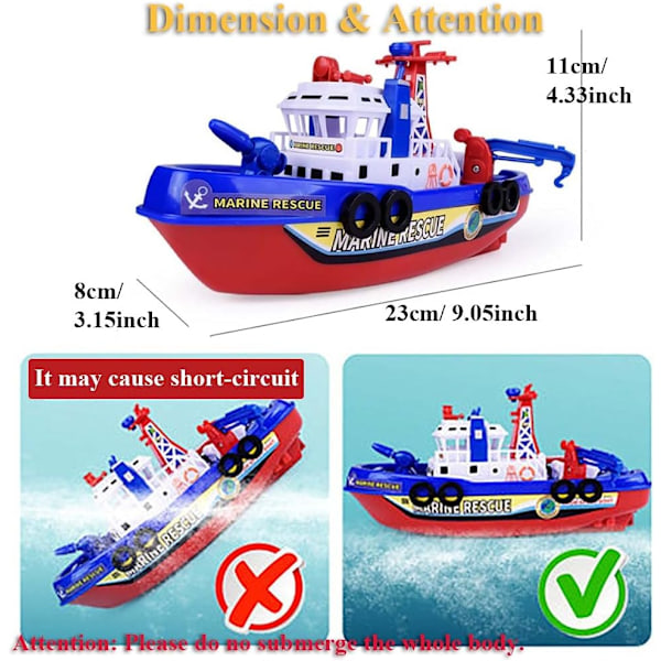 Elektrisk brandbåd legetøj brandbekæmpelse skib legetøj brand skib model legetøj marine redningsskib legetøj vand jetbåd speedbåd spray vand skib legetøj med lyde