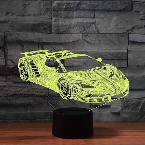 3D Sportbil Fjärrkontroll 16 Färger Nattlampa Illusion Akryl LED Bord Sänglampa Barn Sovrum Skrivbords Dekoration Födelsedagspresenter Leksak för Barn