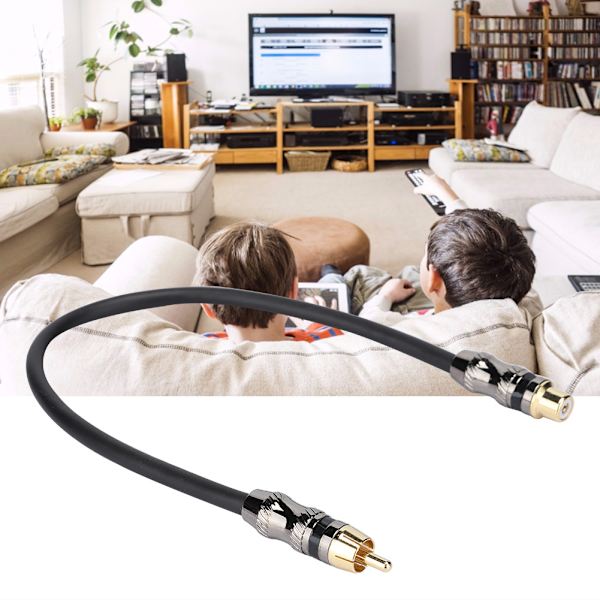 RCA han til RCA hun adapter konverter HiFi-grade tabsfri transmission lydkabel (sort)