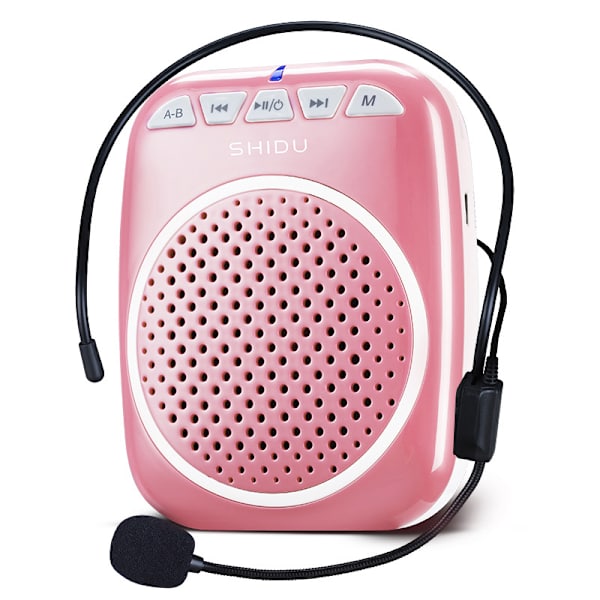 Röstförstärkare, 10W Högtalare med Mikrofonheadset Bärbar Uppladdningsbar PA-system Stöd för Bluetooth TF U-disk Uppspelning för Lärare Pink