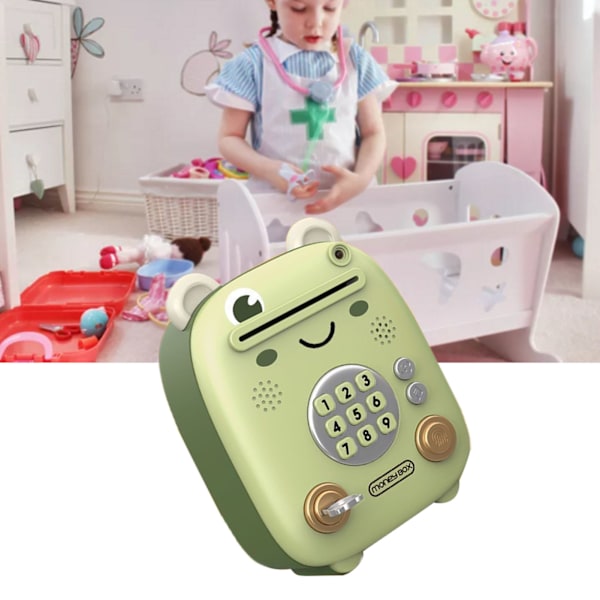Mini Spargris Sjungande Elektronisk Spargris Pengar Förvaringslåda med Fingeravtryck Lösenord Ansiktssigenkänning Ljus Musik för Barn Pojkar Flickor Liten Groda