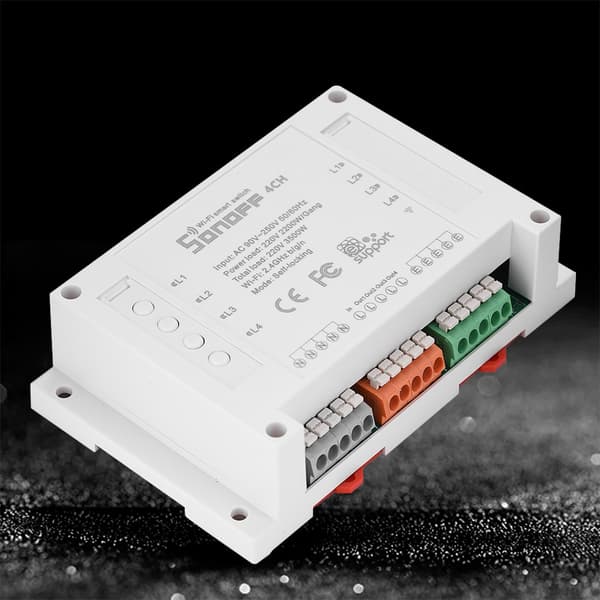 4-kanals montering Smart Home WiFi-bryterkontaktmodul Timer AC 90-250V for Android/iOS-telefon