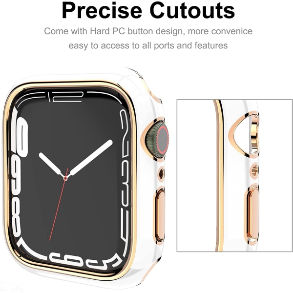 Til Apple Watch Series 7 45mm, Hard Plated PC Frame Case Slim All-Around Bumper Case til Apple Watch Series 7 （rose gold white）