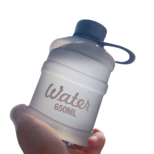 Mini liten ren bøttekopp plast vannkopp vann [frosted svart] 650 ml enkel kopp + snor
