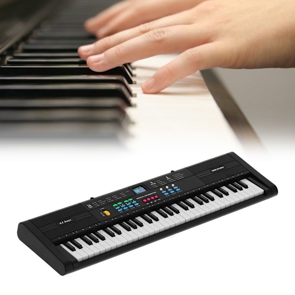 Klaviatur Piano Instrument 61 Tangenter Elektrisk Multifunktionell med USB-kabel Mikrofon MQ6189