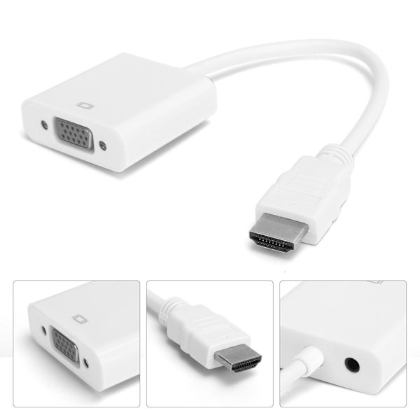 HD-multimedia-liitäntä VGA-muunnin kaapeli 3,5 mm:n ääniliitännällä Chromebookille/Raspberry Pi/XboxWhite