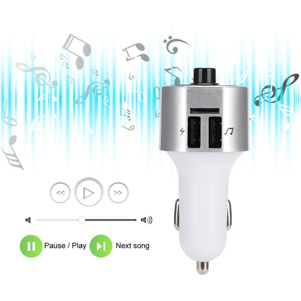 A8 MP3 Bil Bluetooth Håndfri Bil Afspiller FM Transmitter USB Opladning Sølv