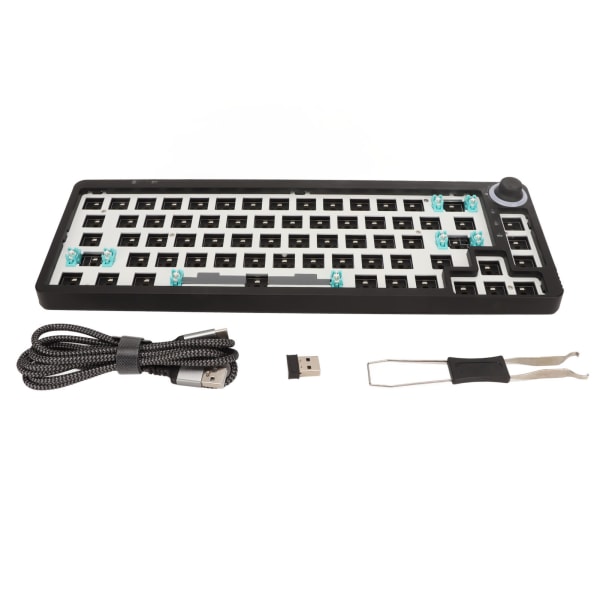 Modulært mekanisk tastatur RGB DIY 67 Taster Hot Swappable 3pin 5pin Switch Programmerbar 3 Mode USB C 2,4GHz Keyboard Black