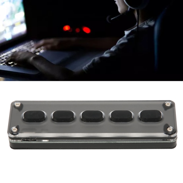 Programmerbar tastatur 5 taster kablet USB trådløs Bluetooth dobbelt tilstand mini silikone mute DIY programmerbar gaming tastatur sort