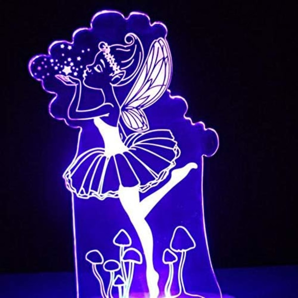 3D Ballet Engel Ving Natlys Lampe Illusion Nat Led 7 Farve Skiftende Berøringskontakt Bord Skrivebord Dekoration Lamper Gave med Akryl Flad USB Ca