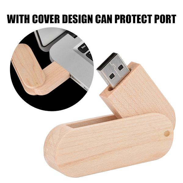 Roterande Woody USB 2.0 Minneslagringsenhet Tummenhet Flash Drive U-skiva (Lönn, 16 GB)