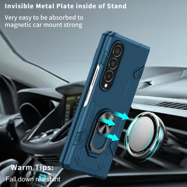 For Samsung Galaxy Z Fold 3 Etui Innebygd 360° Roterbar Kickstand Ring Støtte Magnetisk Bilfeste Militær Grade Støtsikker Etui